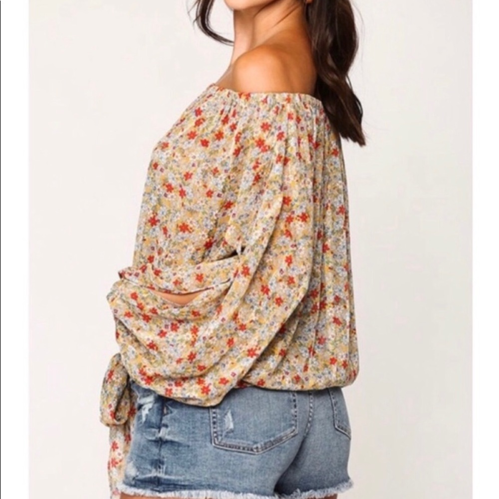floral print off shoulder blouse